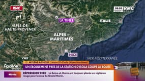 Un éboulement près de la station d'Isola coupe la route 