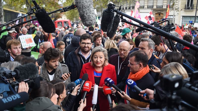 La présidente de la Manif pour tous, Ludovine de la Rochere, lors de la manifestation anti-PMA le 6 octobre 2019