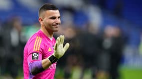 Anthony Lopes lors du match Lyon-Reims (1-1, L1), le 30 mars 2024
