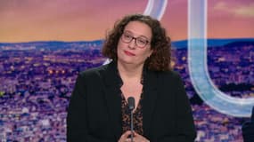 Marie Dupuis, la mère d'Evaëlle âgée de 11 ans et victime de harcèlement, sur le plateau de BFMTV le 10 avril 2025. 