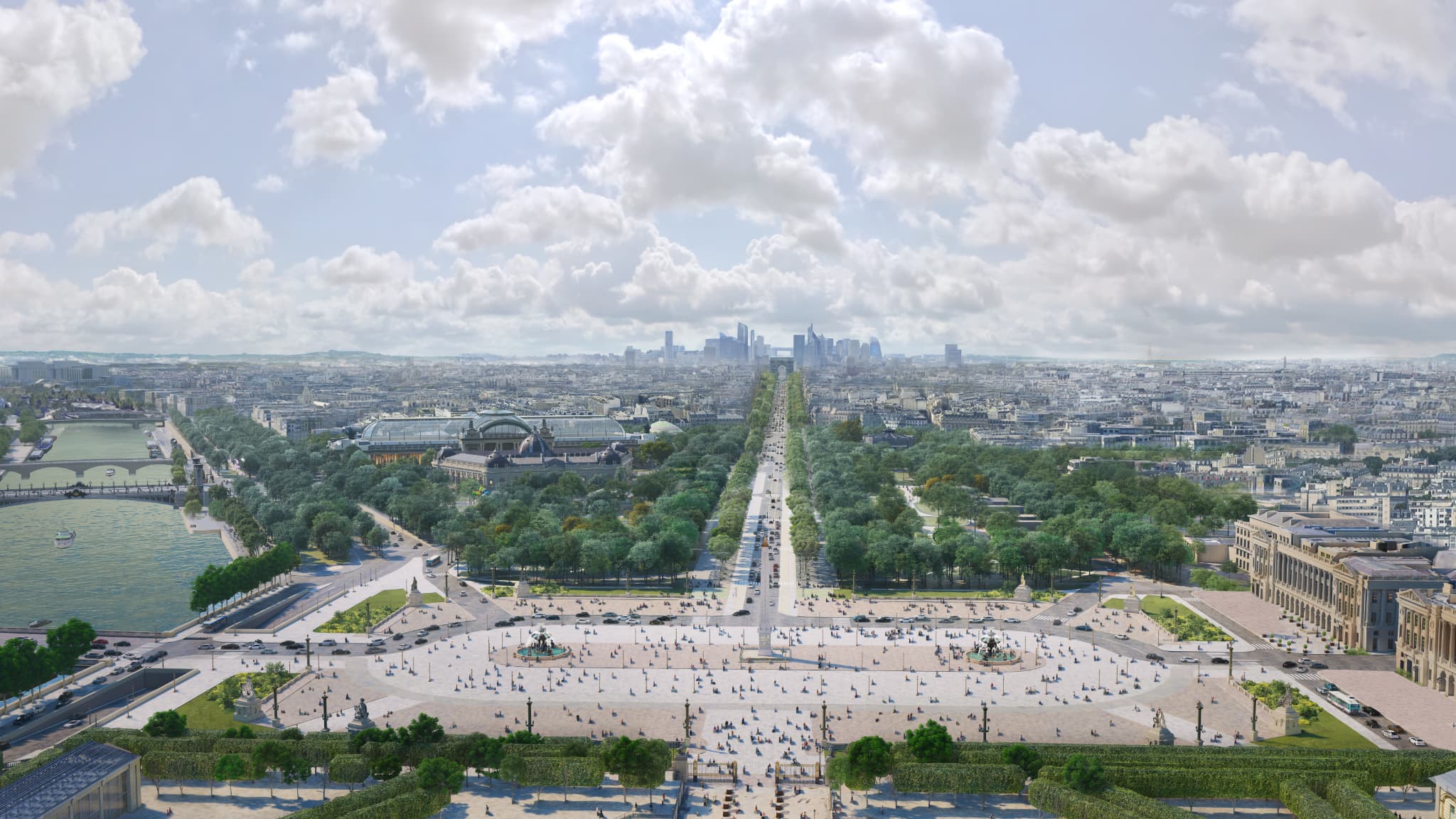Une vue des Champs-Élysées selon le projet de transformation de l'avenue.