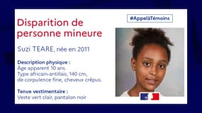 La gendarmerie de l'Essonne a lancé un appel à témoins pour retrouver Suzi Teare, une fillette née en 2011.