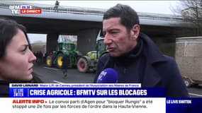 David Lisnard, le maire de Cannes, est présent avec les agriculteurs sur un point de blocage dans les Yvelines