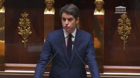 Le Premier ministre Gabriel Attal, lors de sa déclaration de politique générale à l'Assemblée nationale, le 30 janvier 2024.
