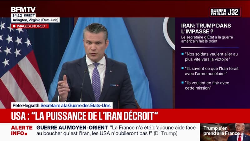 "Nos frappes sont en train d'atteindre le moral de l'armée iranienne avec des désertions" assure Pete Hegseth, secrétaire à la Défense des Etats-Unis