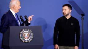 Joe Biden et Volodymyr Zelensky au sommet de l'Otan le 11 juillet 2024