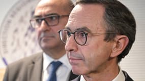 Bruno Retailleau et Laurent Nuñez, à Nanterre le 15 octobre 2024