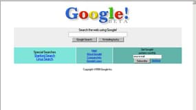 La page d'accueil de Google Search en 1998