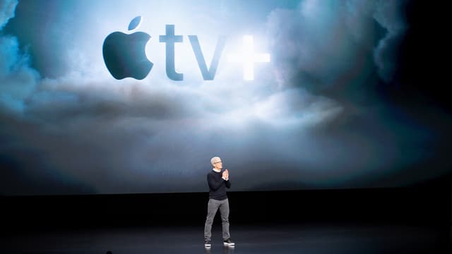 Tim Cook lors de la présentation d'Apple TV+, le 25 mars 2019 à Cupertino.