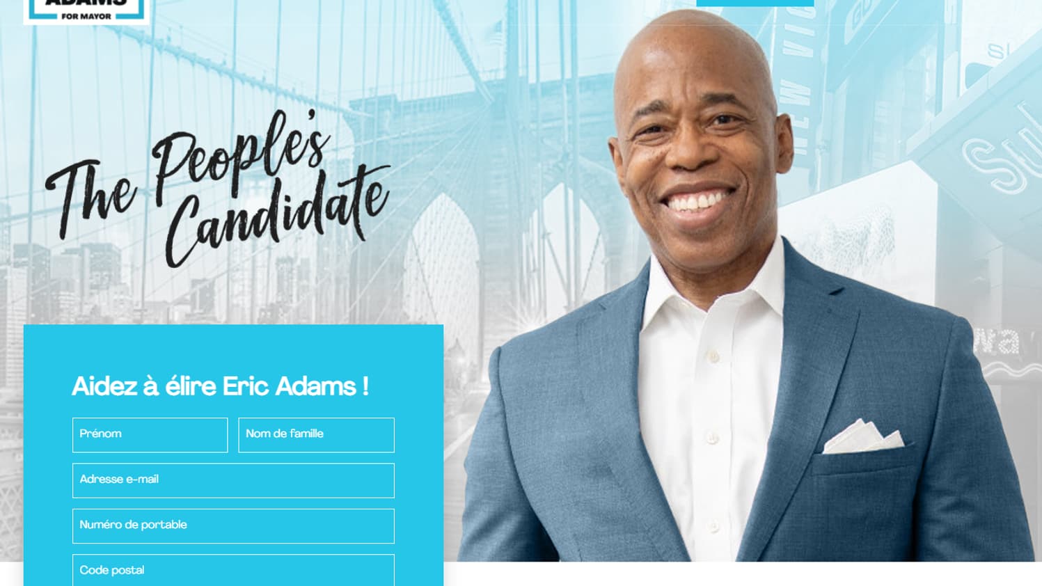 Le site de campagne d'Eric Adams