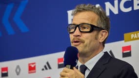 Fabien Galthié face à la presse en marge d'un match du XV de France dans le Tournoi des 6 Nations, février 2025