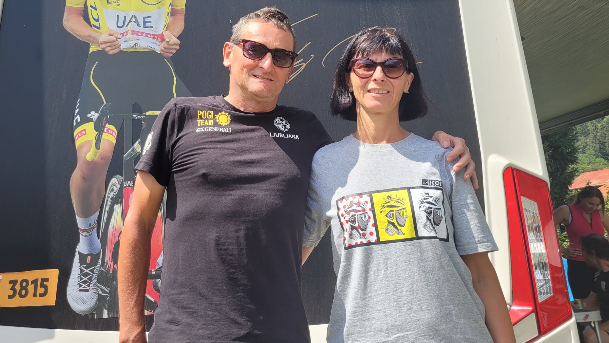 Les parents de Tadej Pogacar, le 18/07/2023 avant la 16e étape du Tour de France