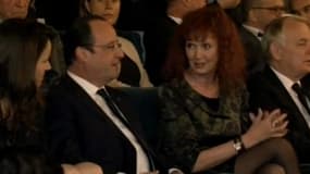 François Hollande aux côtés de Sabine Azéma, veuve d'Alain Resnais, le 10 mars 2014.