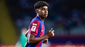 Lamine Yamal avec le FC Barcelone, à Barcelone le 29 septembre 2023