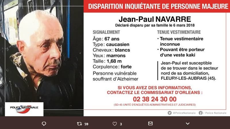 La disparition de Jean-Paul Navarre a été signalée mardi. 