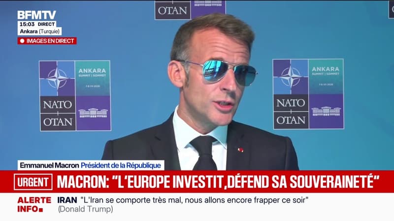 "Les Iraniens ont eu tort" de frapper des navires dans le détroit d'Ormuz, affirme Emmanuel Macron au sommet de l'Otan