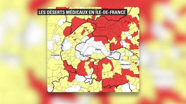 La nouvelle carte des zones qui manquent de médecins en Ile-de-France La nouvelle carte des zones qui manquent de médecins en Ile-de-France