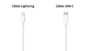 Un câble Lightning et un câble USB-C