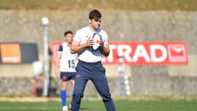 Damian Penaud à l'entraînement du XV de France, le 8 mars 2022