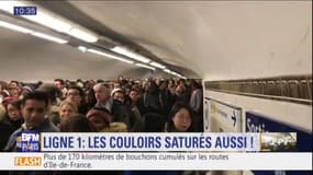Marée humaine dans les couloirs du métro, scènes de bousculade sur les quais du RER 