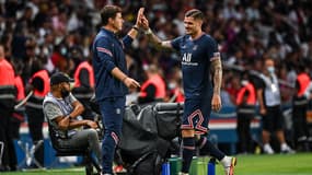 Mauricio Pochettino et Mauro Icardi, à Paris le 15 août 2021
