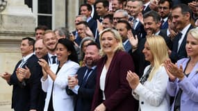 Marine Le Pen et les députés RN le 22 juin 2022 à l'Assemblée nationale 
