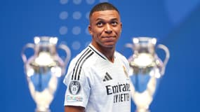Kylian Mbappé lors de sa présentation au Real Madrid, le 16 juillet 2024