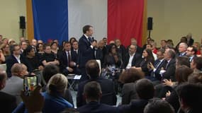 Emmanuel Macron lors d'un débat avec les élus franciliens organisé à Evry-Courcouronnes, le 4 février 2019