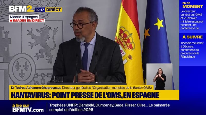 "Pour le moment, il n'y a aucun signe que nous assistons au début d'une épidémie plus importante" d'hantavirus, affirme le chef de l'OMS