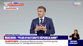 Emmanue Macron promet une "autorité républicaine à tous les étages" dans le respect des "valeurs" de la République