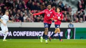 Jonathan David lors de Lille-Sturm Graz, le 14 mars 2024.