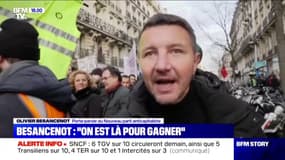 "On est là pour gagner." Olivier Besancenot était présent dans la manifestation entre gare de l'Est et gare Saint-Lazare