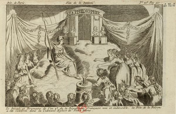 Représentation de la fête de la raison à Notre-Dame de Paris en 1793. Représentation de la fête de la raison à Notre-Dame de Paris en 1793.