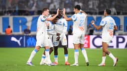Les joueurs de l'OM lors du match contre Lorient au Vélodrome, le 12 septembre 2025. 