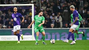 Le Stéphanois Louis Mouton lors du déplacement des Verts à Toulouse, 13 décembre 2024