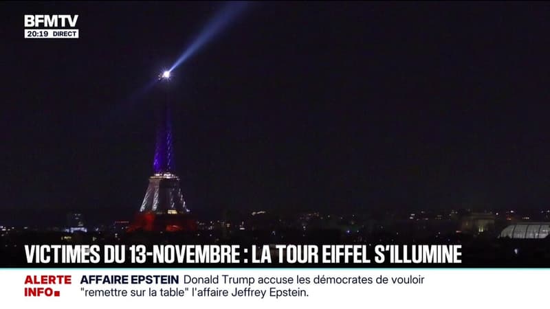 Commémorations du 13-Novembre: la Tour Eiffel s'illumine aux couleurs de la France
