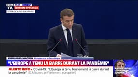 Emmanuel Macron devant le Parlement européen: "Nous serons au rendez-vous du combat pour la démocratie libérale"