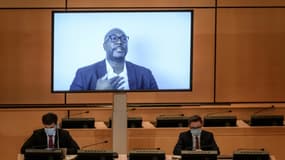 Philonise Floyd s'exprime dans une vidéo diffusée au Conseil des droits de l'Homme de l'ONU à Genève le 17 juin 2020