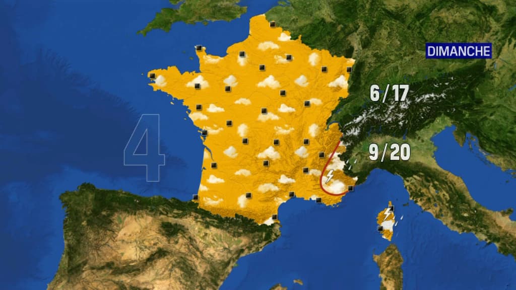 Carte de la météo de ce dimanche.