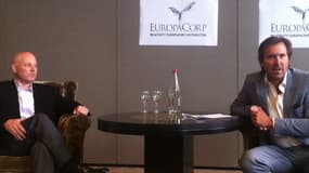 Christophe Lambert (à droite) avec un dirigeant de JP Morgan en mai 2014 lors du festival de Cannes 