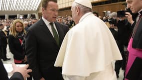 Arnold Schwarzenegger et le pape François, le 25 janvier 2017