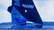 Le voilier Mapei de l'Italien Ambrogio Beccaria abîmé au départ de The Ocean Race Europe, le 10 août 2025 en Allemagne