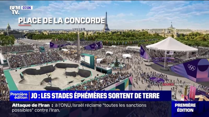 Au pied des monuments parisiens, les stades éphémères prennent forme à presque cent jours des Jeux olympiques