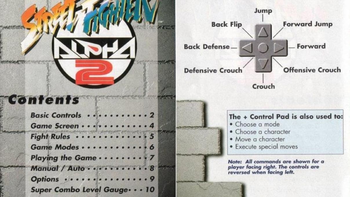 Le manuel de Street Fighter Alpha 2, en version américaine