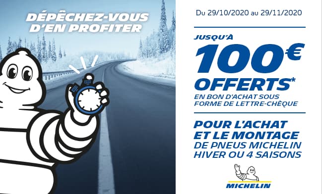 Jusqu’à 100 € offerts sur les pneus Michelin