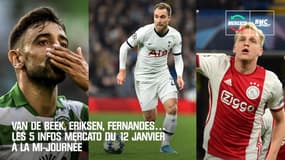 Van de Beek, Eriksen, Fernandes… Les 5 infos mercato du 12 janvier à la mi-journée