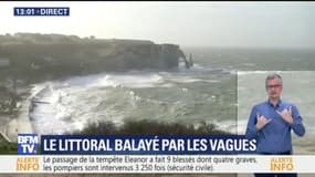 Tempête Eleanor : des vagues de 4 mètres et des rafales à 120 km/h à Etretat