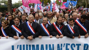 Des élus lors de la Manif pour tous du 5 octobre 2014 (photo d'illustration).