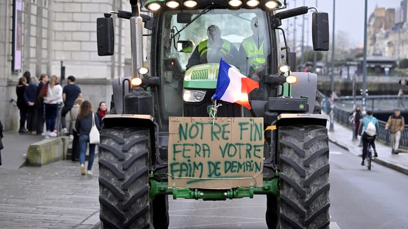 Une manifestation d'agriculteurs à Rennes le 25 janvier 2024 (illustration)