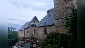 L'église de Vallailes dans l’Eure a été détruite par l'orage par ce mercredi 25 juin 2025. 